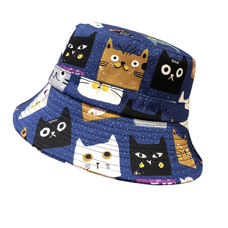 遮阳帽卡通猫咪图案小众太阳帽