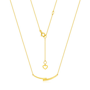 周大福SOINLOVE「极简」微笑18K金项链锁骨链女 VE169生日礼物