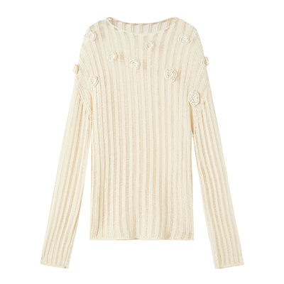 镂空复古手工钩花宽松版透明罩衫