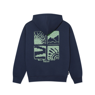 美国ELEMENT滑板&「四元素」连帽卫衣男宽松深蓝色加绒落肩上衣潮