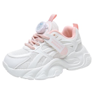 巴布豆童鞋女童鞋子2025新款儿童小白鞋网面透气女孩运动鞋老爹鞋