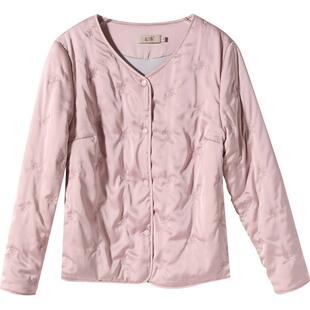 金三塔秋冬新品 保暖棉袄女桑蚕丝填充柔软加厚刺绣舒适内搭棉衣