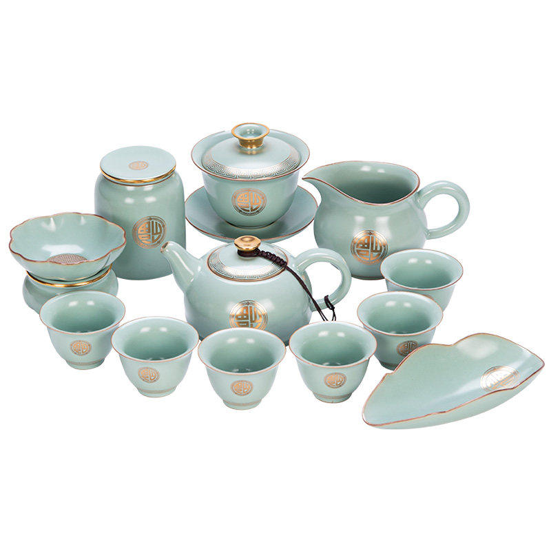 家用整套开片汝瓷复古功夫茶具