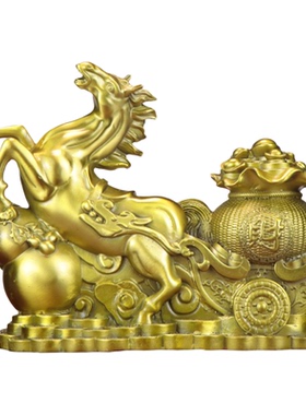 黄铜马摆件招财进宝马到成功装饰品办公室客厅马上发财家居摆设