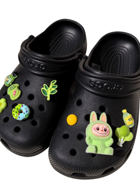 适配crocs绿色可爱立体鞋花鞋扣