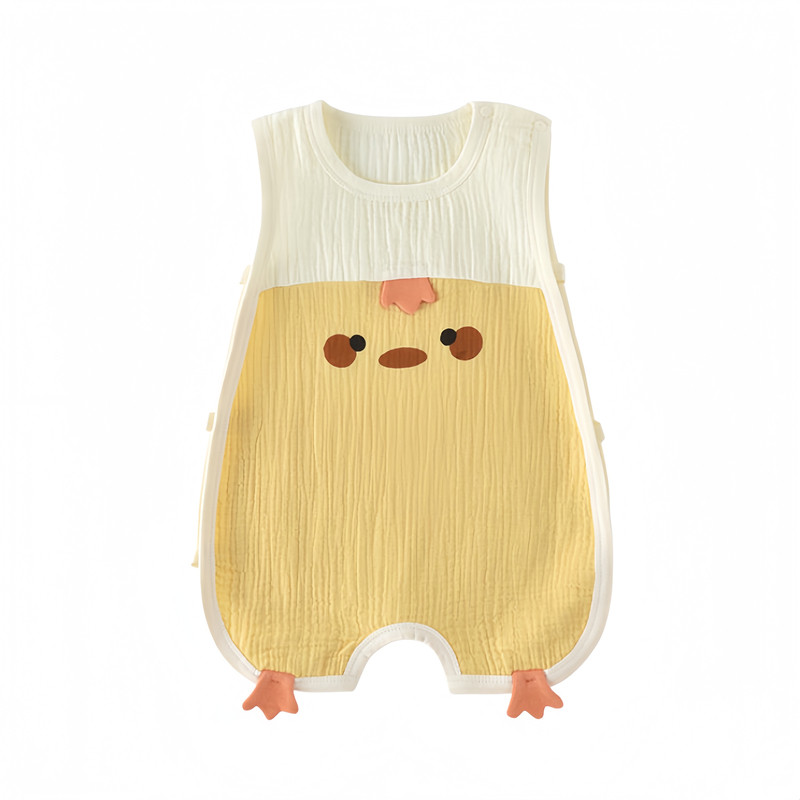【撤柜专区】品牌专柜 婴儿纱布连体衣夏季薄款可爱无袖小鸡哈衣