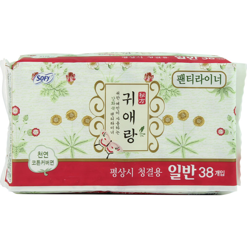 韩国进口正品LG贵爱娘贵艾朗绵柔艾草卫生巾/护垫 38片155mm日用