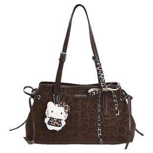 复古大容量豹纹包包女2025新款通勤百搭单肩包高级感手提波士顿包