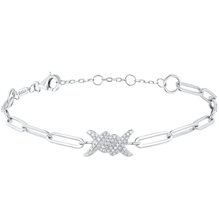 【24期免息】DJULA茱蕊 逆爱系列18K金镶钻玫瑰金白金手链