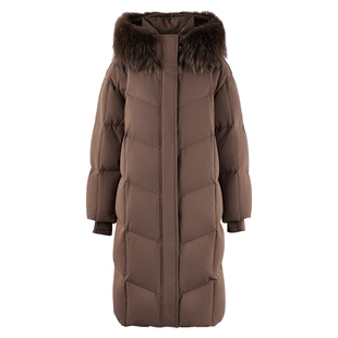 秋水伊人气质长款外套2025年冬季新款女经典可脱卸毛领连帽羽绒服