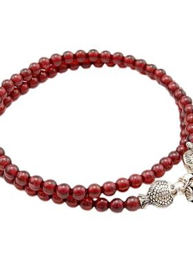 锦鲤双层手链天然石榴石原创