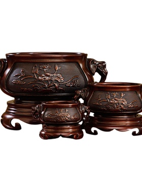 铜香炉家用室内供奉象耳荷花套炉