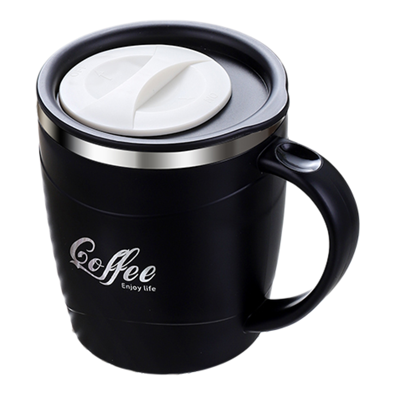 304不锈钢马克杯办公室水杯女带盖勺杯子学生宿舍咖啡杯茶杯男生