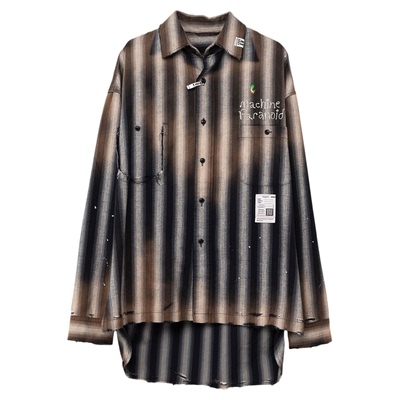 MIHARA YASUHIRO 棉质男士条纹休闲长袖衬衫银泰百货 301574