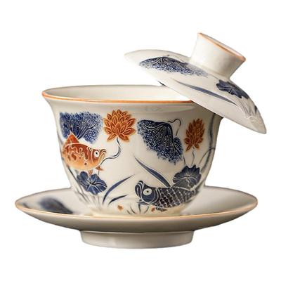 闲瑕生活悬停三才盖碗泡茶碗