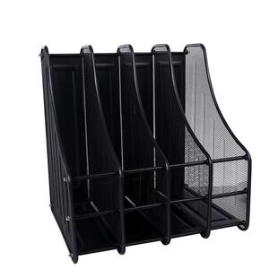 金属铁网四栏文件架四档书架资料架收集架文件框四格书档铁质多层文件夹收纳盒办公桌书架收纳置物架子书立