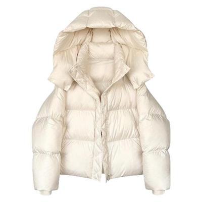 BW高智白鹅绒羽绒服女高充绒短款加厚鹅绒服女款工装羽绒外套米白