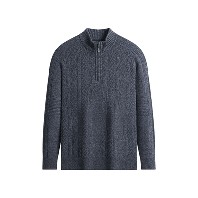 杉杉半拉链提花纯羊毛衫