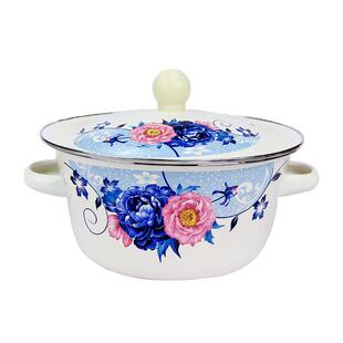 搪瓷双耳盖盆带盖加厚搅拌盆厨房猪油盆和面盆装猪油罐和面盆子