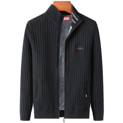 加绒加厚开衫纯棉毛衣潮立领