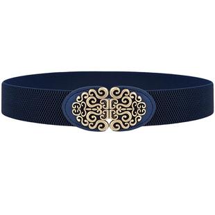 腰带女配裙子羽绒服松紧腰封新款大衣配饰装饰毛衣弹力皮带宽黑色