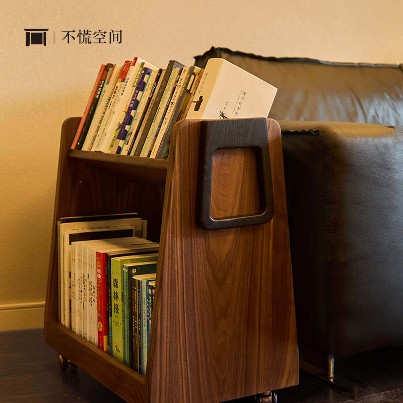 不慌空间/复古实木可移动茶几小推车客厅沙发边几中古书架置物架