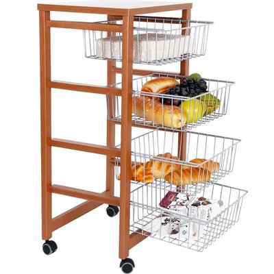 利快进口实木可移动多功能推车