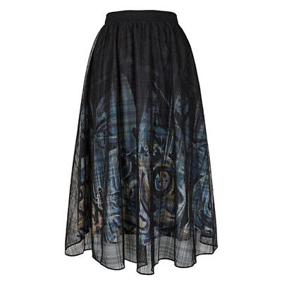 s.deer松紧网纱拼接A字长裙