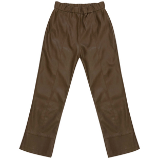 欧洲站2024冬季新款韩版pu皮微喇叭九分裤时尚百搭洋气女款裤子潮