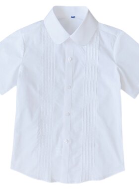 短袖风琴褶翻领学生jk制服白衬衣