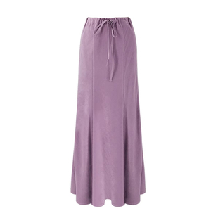 SYT自制 人棉6片斜裁鱼尾高腰半身裙女简约百搭纯欲慵懒风中长裙