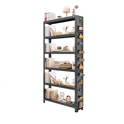 可定制钢制门后洞洞板置物架超薄书架一体靠落地墙极窄收纳储物架