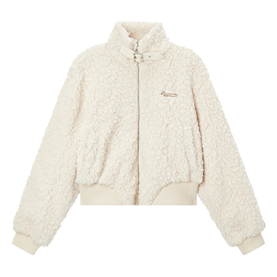 森马外套女短款小个子立领毛绒