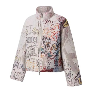 25新款Jordan耐克乔丹羽绒服男子涂鸦印花鸭绒保暖棉羽外套HV0630