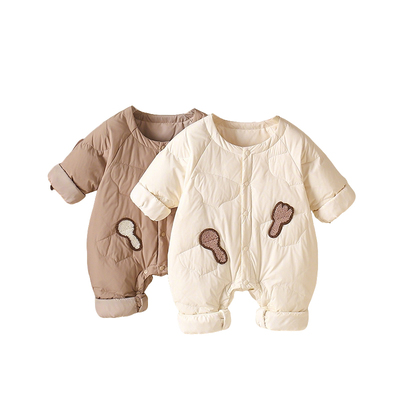 婴儿轻薄90白鸭绒保暖连体衣