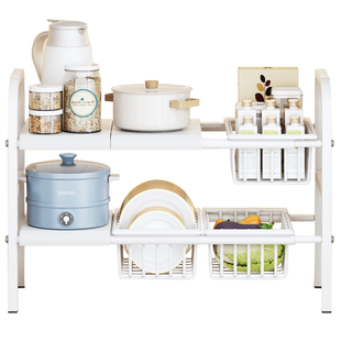 厨房可伸缩下水槽置物架橱柜内多功能储物锅具收纳架厨子分层神器