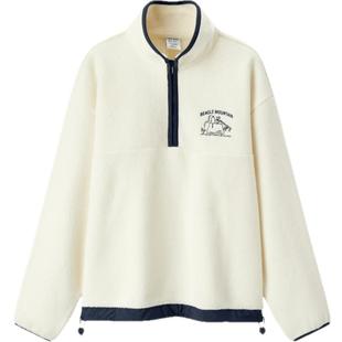 森马史努比系列卫衣女外套摇粒绒保暖冬宽松半拉链立领刺绣上衣