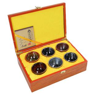 高级感小口径六色盏杯建盏茶杯6只装客人茶碗陶瓷茶盏礼盒装高档