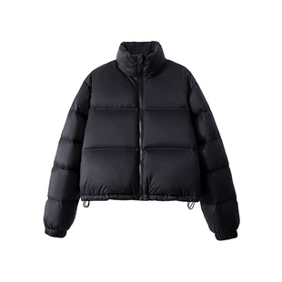 STN黑色短款羽绒服女冬季2025新款白鸭绒小个子肯豆面包服外套女