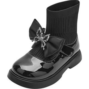 巴拉巴拉童鞋儿童休闲鞋女童春秋精致蝴蝶结时尚靴潮流洋气小皮鞋