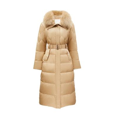 绫致Vero Moda羽绒服女2025冬新90白鹅绒连帽狐毛皮收腰长款时尚