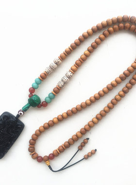 民族风黑曜石象牙果女士佛珠项链