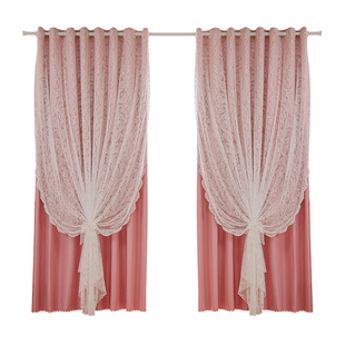 全遮光窗帘客厅罗马杆一整套2025新款公主风卧室遮阳防晒可免打孔