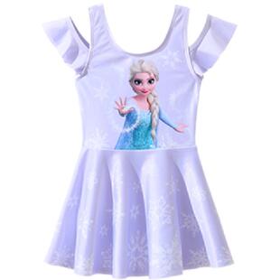 迪士尼儿童游泳衣温泉女童2025艾莎公主泳衣小童连体宝宝幼儿泳衣