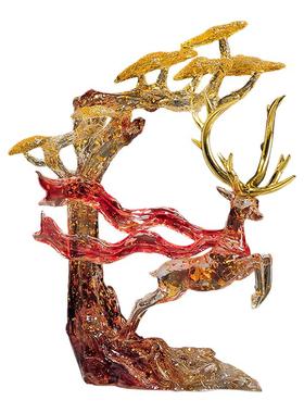 中式鹿摆件客厅装饰品工艺品