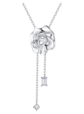 抽拉式玫瑰项链长度调节花朵项链