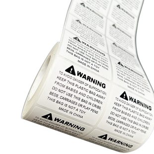 10十国语言防窒息Temu英文警告语塑料袋子标签进出口外箱警示标识WARNING不干胶贴纸