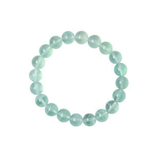 天然水晶蓝绿萤石单圈手链浅色系圆珠手链女款萤石手串饰品