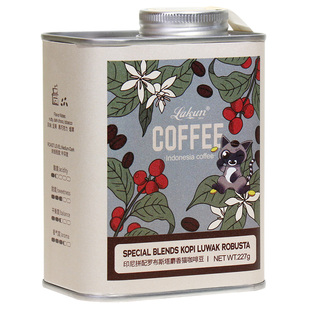 拉昆kopi luwak猫屎咖啡豆(拼配)罗布斯塔手冲麝香猫咖啡227g罐装