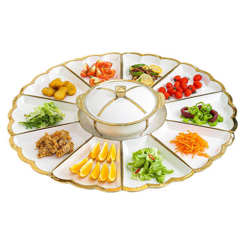 轻奢风拼盘组合餐具套装火锅菜盘抖音网红年夜饭盘家用团圆聚餐盘